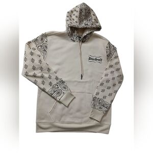 Dogg Supply Size S/CH Cream Hoodie with Black Paisley Design $30